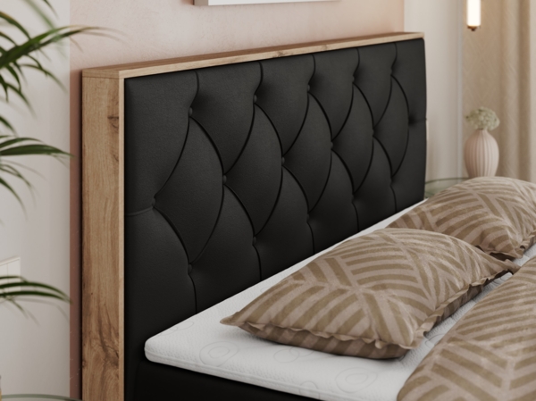 Boxspringbett, Schlafzimmerbett, Bettkasten - VENETO - 160 x 200 cm - Schwarz Kunstleder - H3 Bild 3