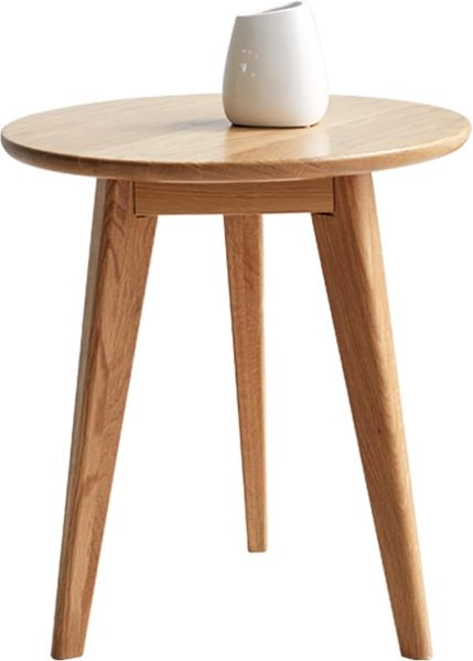 Kleiner runder Couchtisch aus Eichenmassivholz, platzsparendes Möbelstück für Balkon und Wohnbereich