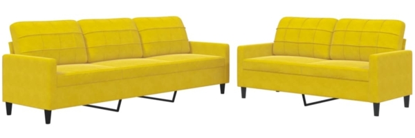 vidaXL 2-tlg. Sofagarnitur mit Kissen Gelb Samt 3278477