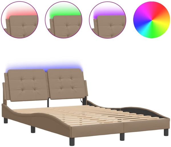 Einzelbettgestell Design für Erwachsene mit LED ohne Matratze Cappuccino-Braun 120x200 cm d3508e