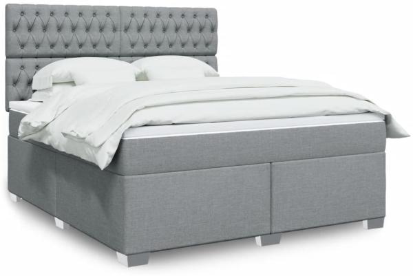 vidaXL Boxspringbett mit Matratze Hellgrau 180x200 cm Stoff 3292874