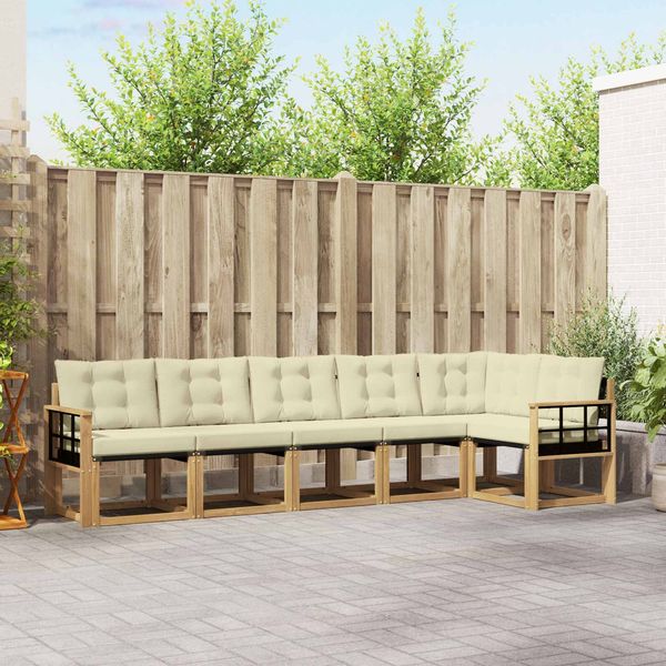 vidaXL Outdoor-Sofagarnitur mit Kissen 6 pcs Weiß und Creme 3389528