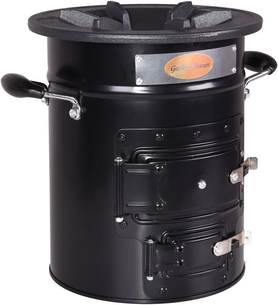 Raketenofen LOTI - Edelstahl Schwarz 29,5 x 26,5 x 26,5 cm | Rocket Stove für Dutch Oven Rocketstove für Grillpfanne