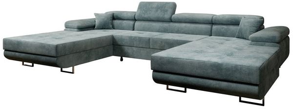 Luxusbetten24 Schlafsofa Designer Sofa Calvera U in Cord, mit Stauraum und Schlaffunktion