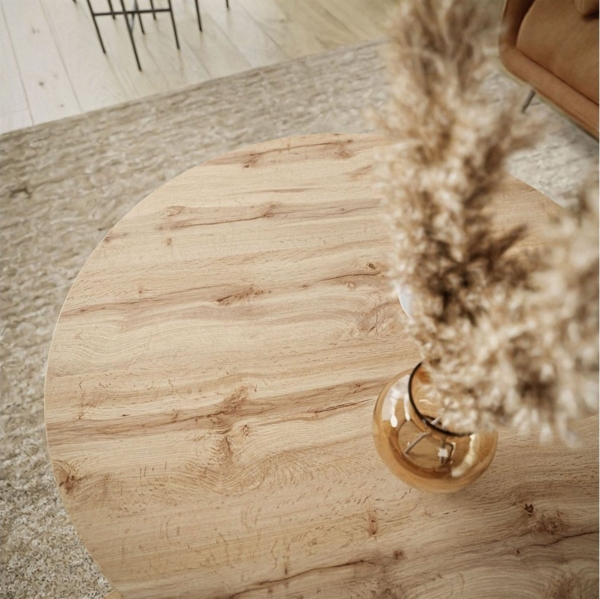 Lookway Couchtisch LORI LOFT 2in1 mit Tischplatte in Eiche-Dekor (2er Set), Durchmesser: ⌀70 cm und ⌀50 cm Bild 2