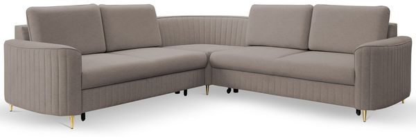 MOEBLO Ecksofa Leman, goldenen Beinen, mit Schlaffunktion, mit Bettkasten, Eckcouch Wohnlandschaft Sofa mit Ottomane Eckgarnitur Polsterecke, (BxHxT): 255x86x255 cm