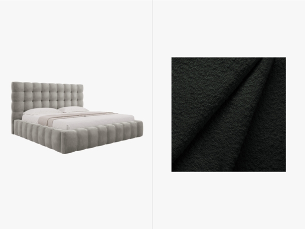 Micadoni Stauraumbett mit Kopfteil Mamaia Boucle Baloo Schwarz 180x200