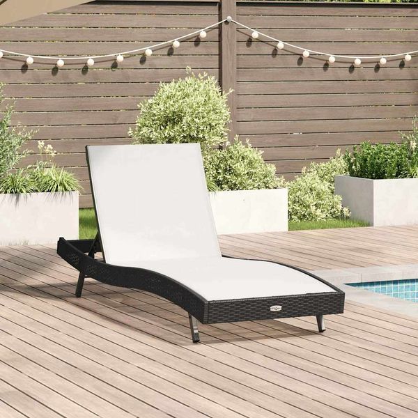 vidaXL Sonnenliege Schwarz und Weiß 197 x 70 x 82 cm Poly-Rattan 42009978