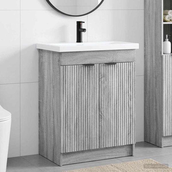 vidaXL Badezimmermöbel-Set Grau Sonoma 78,5 x 37,5 x 81 cm 3404160