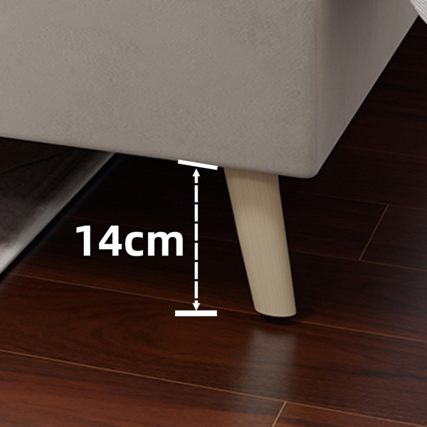 Bettgestell 90×200cm Stoffbezug & Metallgestell Mehrfach-Stützrahmen, robuste Plattform, modernes Minimaldesign, beige Bild 4