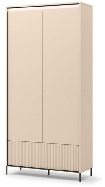 Compleo Kleiderschrank mit Schublade,2 Türen, Modern Schrank mit Lamellen BEIGE Bild 4