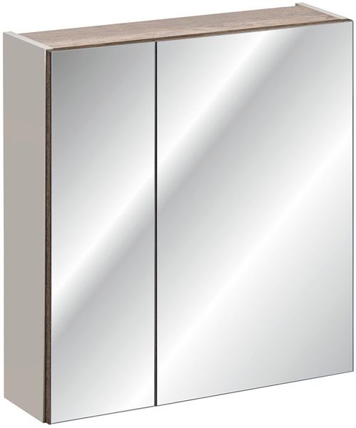 Spiegelschrank 60cm PUEBLA-56-TAUPE in taupe mit Vintage Oak Nb, B/H/T ca. 60/65/16 cm