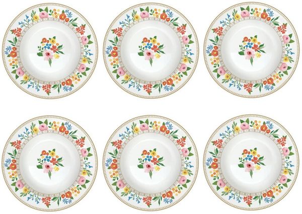 EasyLife Suppenteller Boho Flowers, Spülmaschinengeeignet, Mehrfarbig, Blumen, H: 3cm