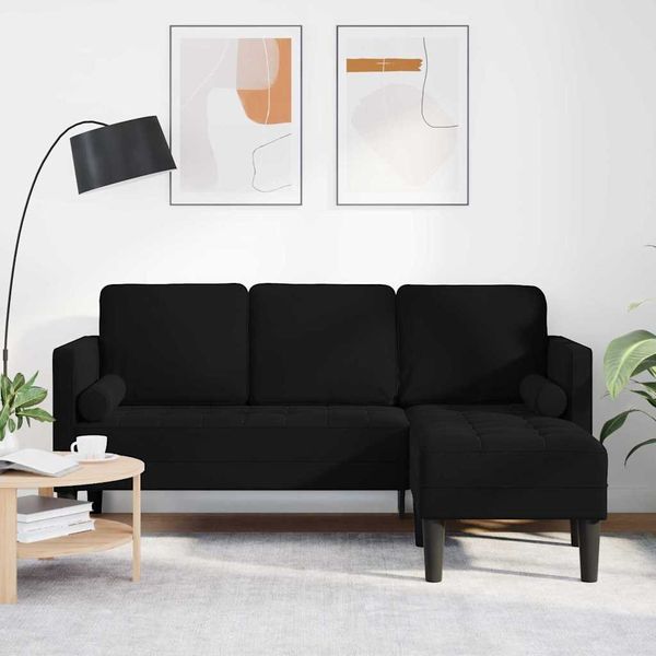 vidaXL Sofa Set mit Kissen Schwarz Polyester 42001931