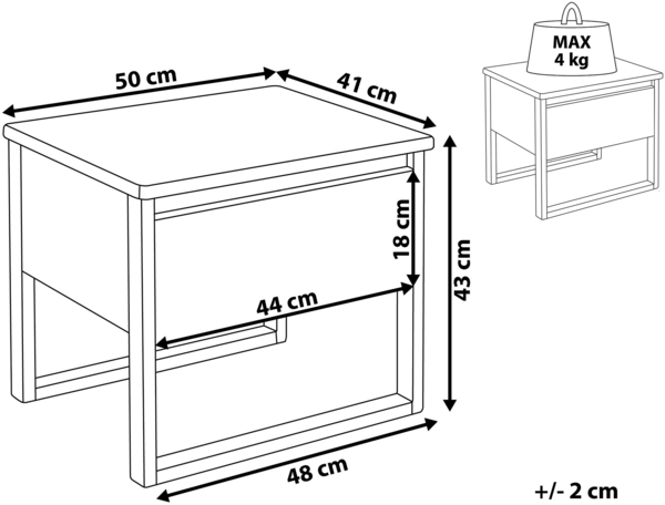 Nachttisch Kiefernholz dunkelbraun rechteckig 41x50 cm GIULIA Bild 2