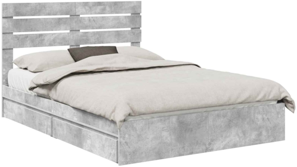vidaXL Aufbewahrungsbett Beton Grau 160x200 cm Holzwerkstoff 3411556