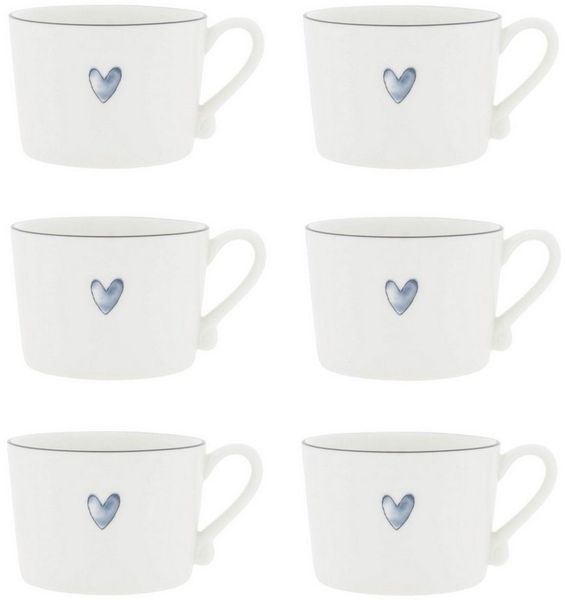 Bastion Collections Tasse Iris Blue, Keramik, Spülmaschinengeeignet, Weiß, Herz, H: 7cm