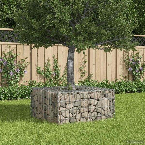 vidaXL Gabionen Hochbeet Silber 80 x 80 x 40 cm Verzinkter Stahl 42033318