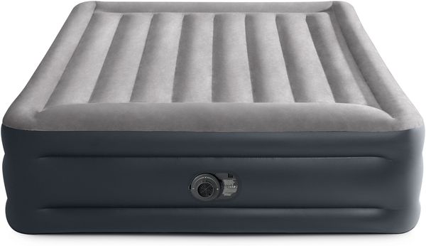 Intex 'DuraBeam DeluxePillowRestRaised' Luftbett mit eingebauter, elektrischer Pumpe, PVC grau / schwarz, 152x203 cm