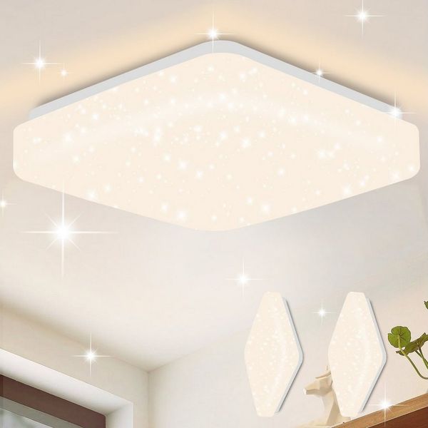 Nettlife LED Deckenleuchte Sternenhimmel Kinderzimmer 15W 21cm 3000K/4000K Weiß Deckenlampe, LED fest integriert, Kinderzimmer Deckenleuchte