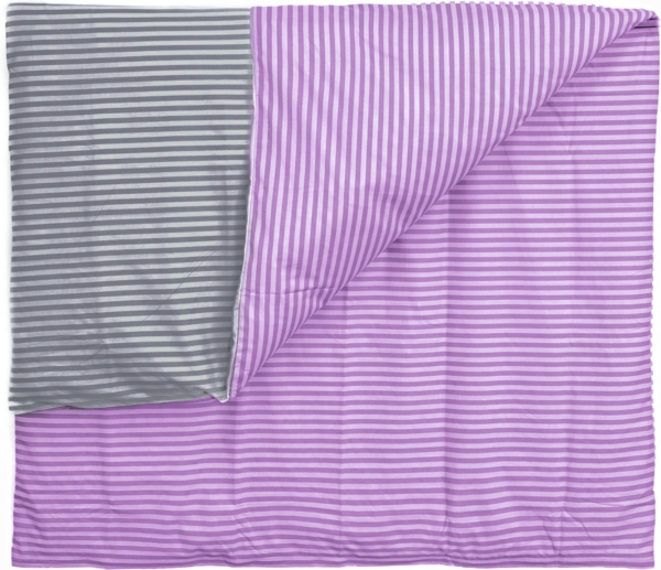 Gestreifte Bettwäsche mit Reißverschluss 220x200 cm, 2x Kissenbezug 80x80 cm Lila Bild 2