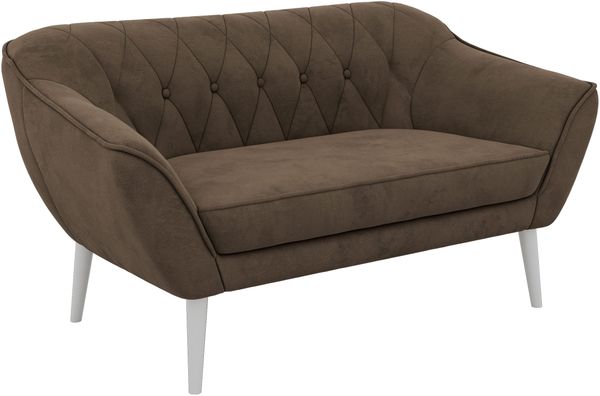 Polstersofa PIRS 2 Skandinavisches Sofa 2-Sitzer, Sofa mit Wellenfederung, Breite 140 cm, weiße Füße Hoher Sitzkomfort - Braun Velvet Bild 8