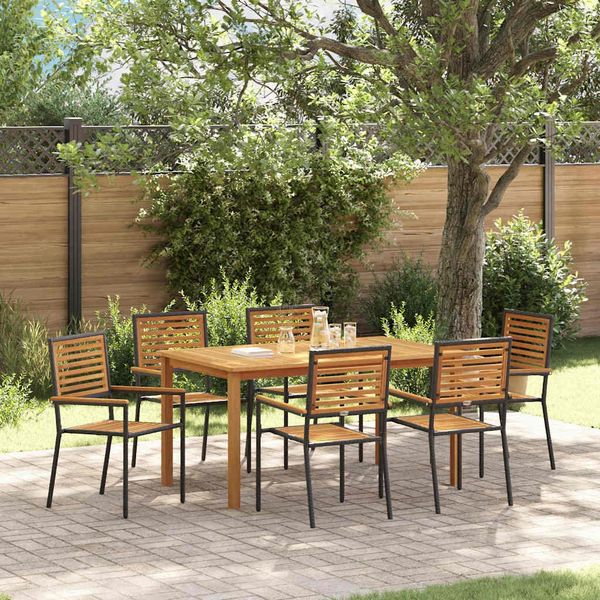 vidaXL Garten Essgruppe 7 pcs Schwarz Massivholz Akazie 3365520