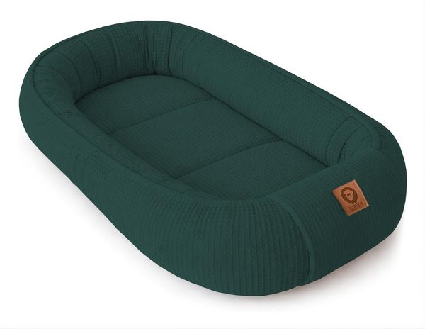 Babynestchen Neugeborene – Babynest aus Waffelpique Baumwolle – Nestchen Baby für Babybett & Kinderbett – Babykokon Tragbar – OEKO-TEX zertifiziert – Zubehör Babybett - Flaschenfarbe Waffelpique