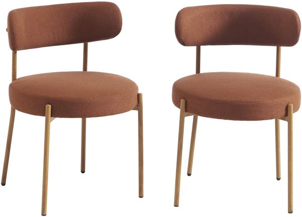 BAÏTA Noa 2 Stühle, Terrakotta-Stoff, Metallbeine, Holz-Finish