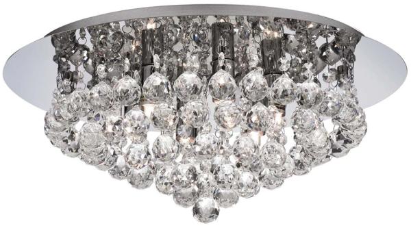 Deckenleuchte, Chrom, Spiegel, Glas, Kristallkugeln, dimmbar