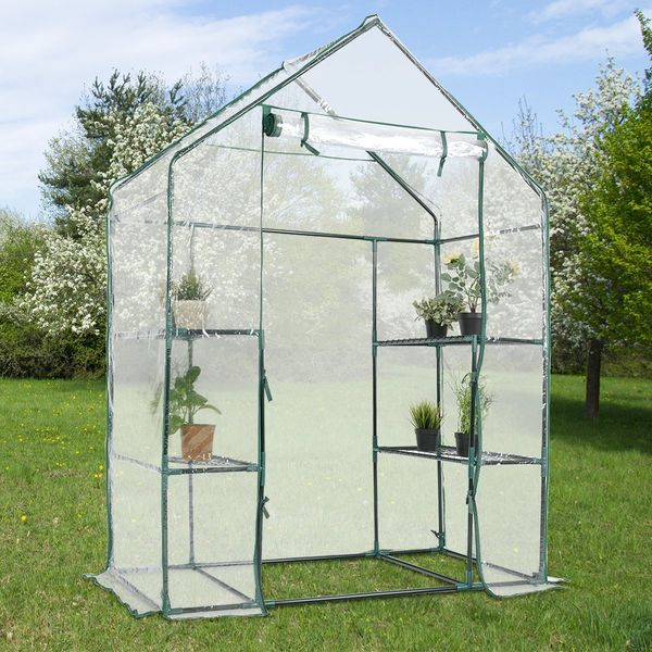 COSTWAY Gewaechshaus Foliengewaechshaus Treibhaus Tomatenhaus Pflanzenhaus Folienhaus Folienzelt 143 * 73 * 195cm transparent