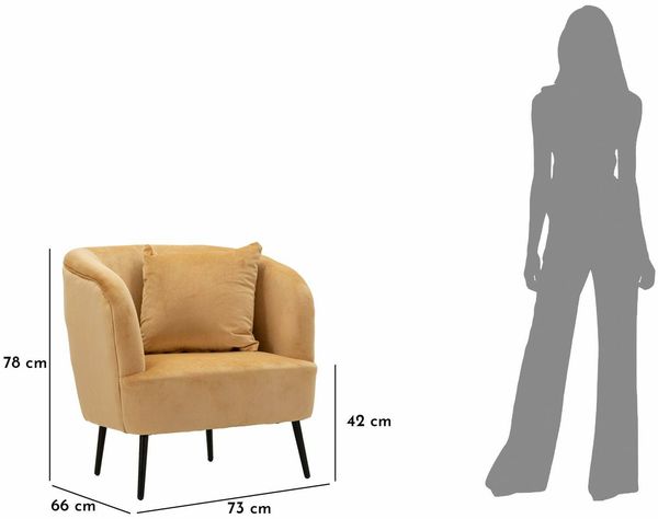 Dmora Sessel Landi, Gepolsterter Sitz, Einzelsofa im Wohnzimmer, Stuhl mit Armlehnen, 73x66 h78 cm, Braun und Schwarz Bild 3