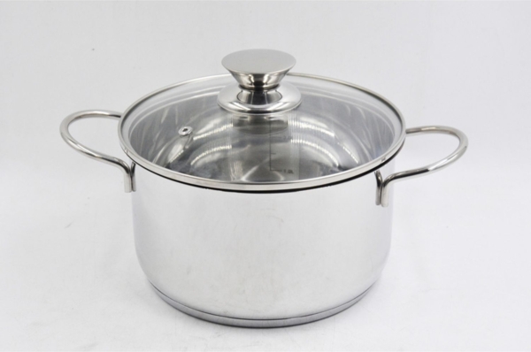 2x Kochtopf Neapel Silber 24cm mit Glasdeckel, EDS, zum Kochen und Braten, Töpfe für Suppen oder Fleisch, geeignet für Herd und Backofen, für Küchen