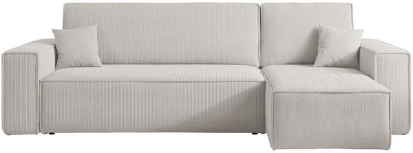 Selsey 'Scarlo L' Ecksofa mit Schlaffunktion, Cordbezug in Hellbeige, 83 x 244 x 145 cm Bild 6