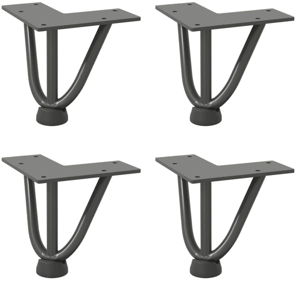 vidaXL Haarnadelbeine für Couchtisch 4 Stk. Anthrazit 10 cm Massivstahl 4012430