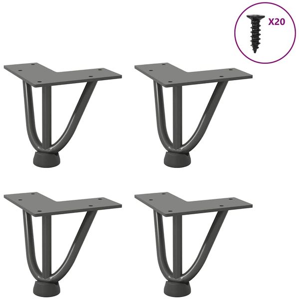 vidaXL Haarnadelbeine für Couchtisch 4 Stk. Anthrazit 10 cm Massivstahl 4012430