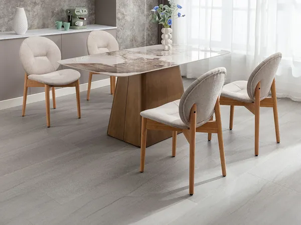 Vente-unique - ISADIO Stuhl Stoff Beige - B 59,5 cm x H 83 cm x L 50,5 cm