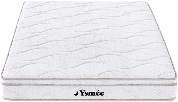 Vente-unique - Set aus Bettgestell mit Bettkasten + 3-Zonen-Federkernmatratze mit Memory Schaum - 140 x 190 cm - Stärke 20 cm - Weiß - WOLKENTANZ von YSMÉE Bild 4