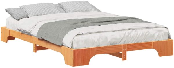 vidaXL Bettrahmen Braun 140 x 220 cm Massives Kiefernholz 872922 Bild 2
