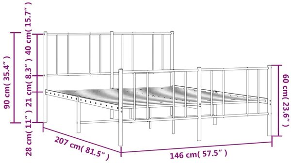 vidaXL Bettgestell mit Kopf- und Fußteil Metall Weiß 140x200 cm 352548 Bild 10