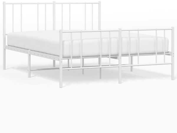 vidaXL Bettgestell mit Kopf- und Fußteil Metall Weiß 140x200 cm 352548 Bild 2