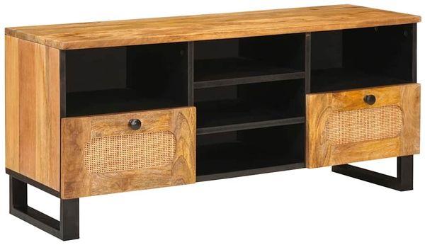 vidaXL TV-Schränk mit Regal Braun 100 x 33 x 46 cm Massivholz Mango 4018062