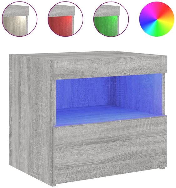 vidaXL Nachttische mit LED-Leuchten 2 Stk. Grau Sonoma 50x40x45 cm 836774 Bild 6