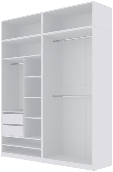 Marmex Möbel Tres Set-C/N (B) praktischer Einbauschrank ohne türen, Eckkleiderschrank mit Aufsatz, Ankleidezimmer Möbel, laminierte Spanplatte, weiß 190 x 246 x 51 cm