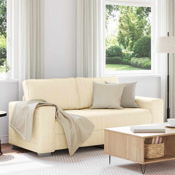 vidaXL Zweisitzer-Sofa Creme 180x77x82 cm Cordstoff 4105202
