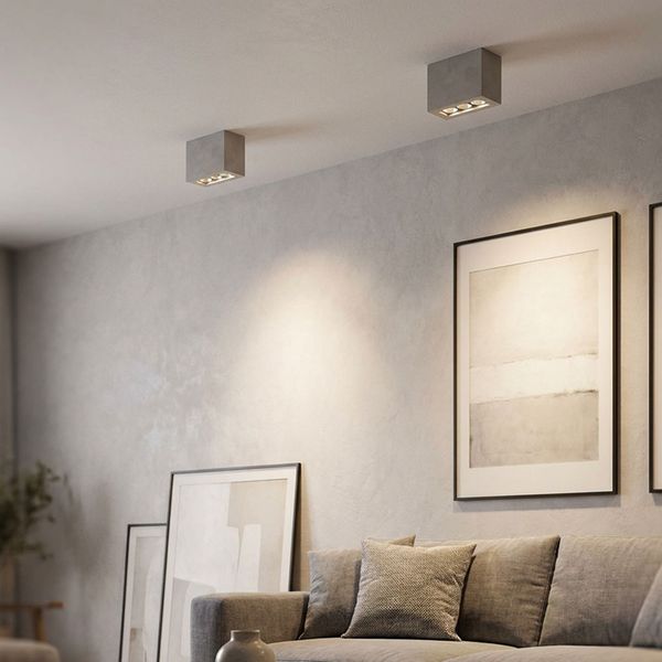 2er Set LED Deckenleuchte, Betonoptik, eckig, grau, L 12,2 cm