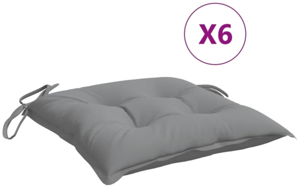 vidaXL Stuhlkissen 6 Stk. Grau 40x40x7 cm Oxford-Gewebe 361455