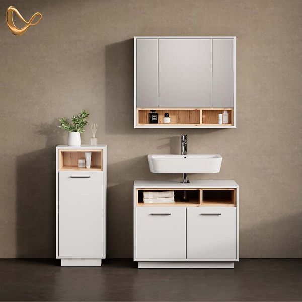 Livinity® Badezimmerspiegelschrank Temo, Weiß, 80 x 72 cm (1-St)