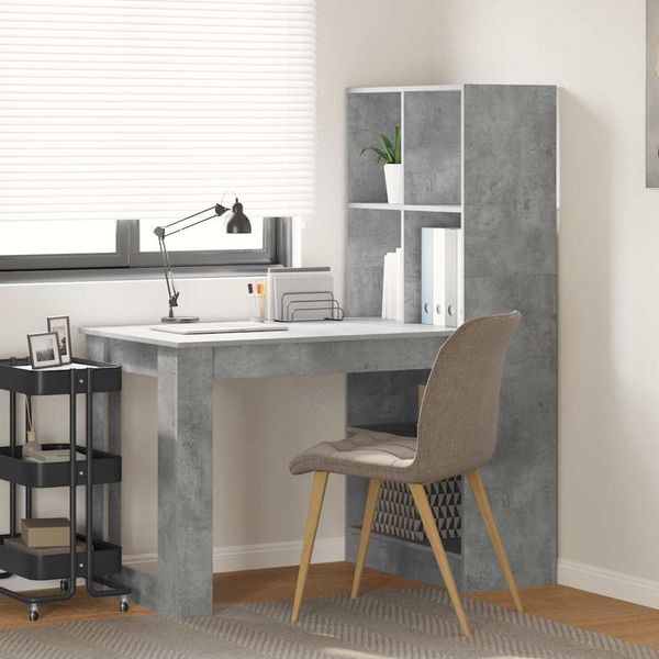 Schreibtisch, Bürotisch, Computertisch Beton Grau 122 x 67 x 145 cm Holzwerkstoff