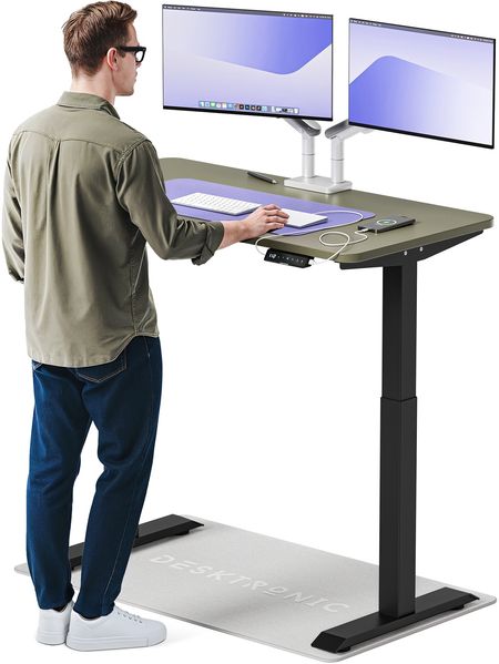 Desktronic HomeOne Elektrisch höhenverstellbarer Schreibtisch 120x60cm Schwarz/Grün mit Memory-Funktion, Anti-Kollisions Technologie, USB-A und USB-C-Ladeanschlüssen